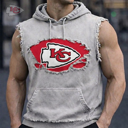 Premium NFL KC Distressed Hooded Tank V1 NMD 210426 TTV