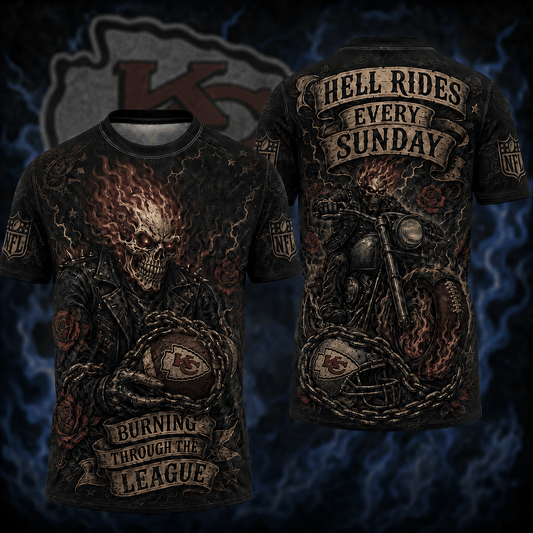 Premium NFL KC Ghost Rider Tattoo T-shirt V3 NMD 080526 TTV