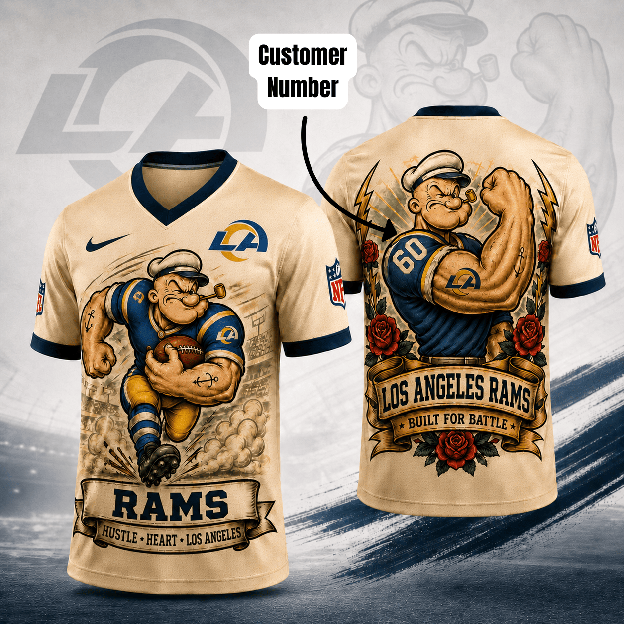 Premium NFL LAR Popeye Vintage Tattoo T-shirt V1 NMD 050526 TTV