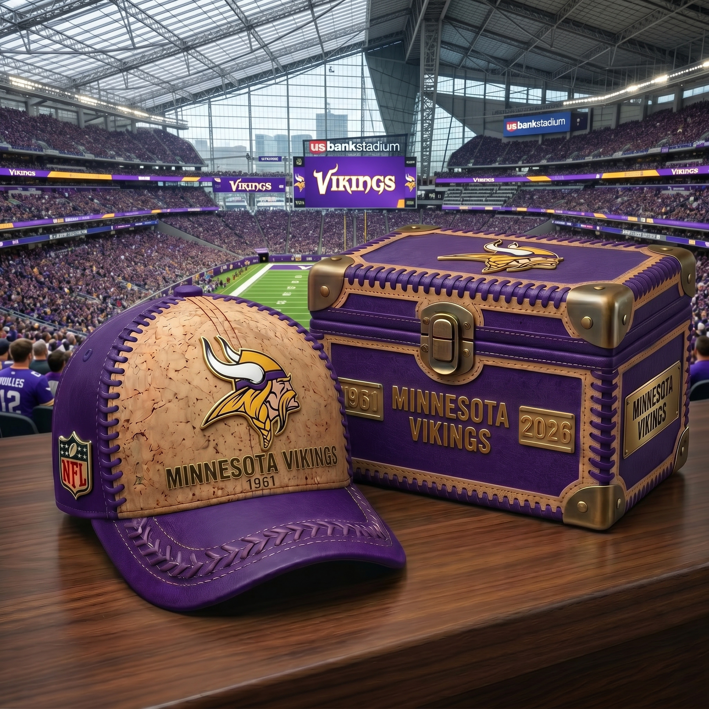 Premium NFL MIN Cork Leather Cap V32 NMD 250426 TTV