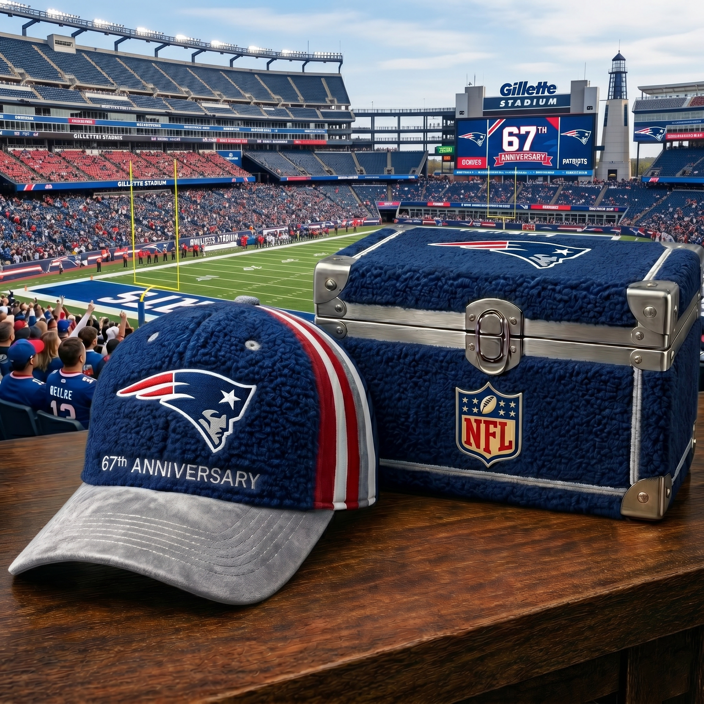 Premium NFL NE Anniversary Sherpa Fleece Cap V26 NMD 150426 TTV