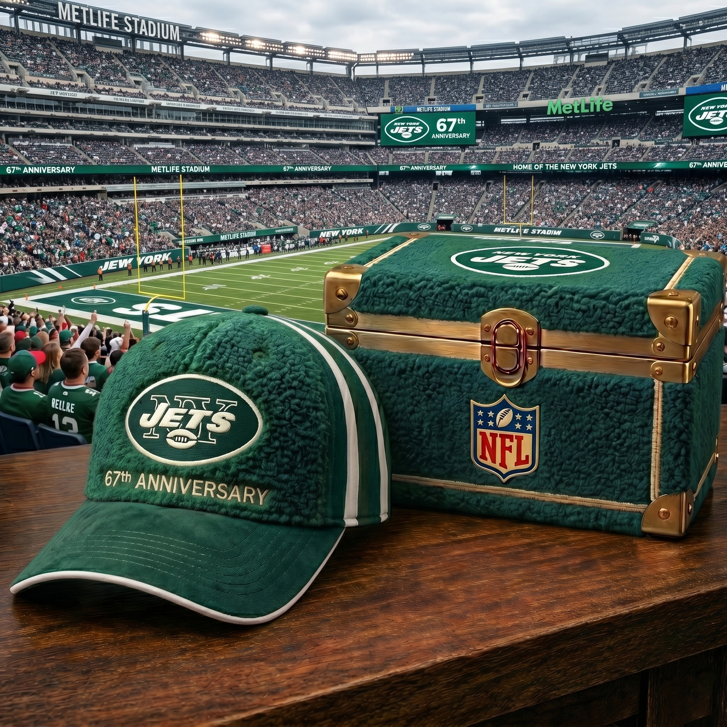 Premium NFL NYJ Anniversary Sherpa Fleece Cap V26 NMD 150426 TTV