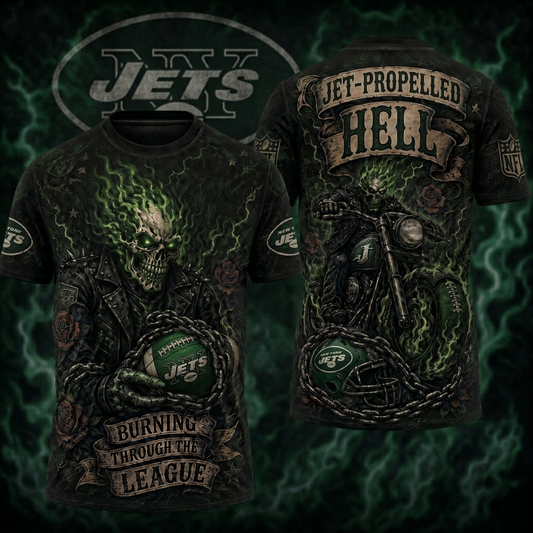 Premium NFL NYJ Ghost Rider Tattoo T-shirt V3 NMD 080526 TTV