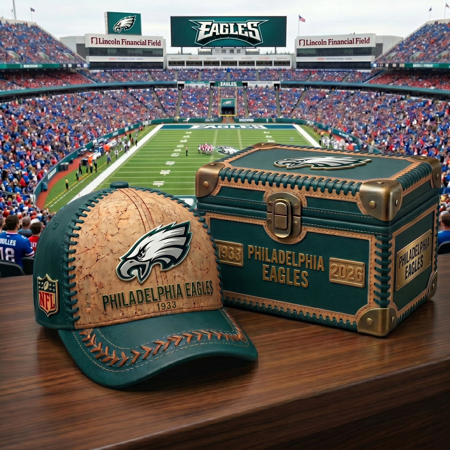 Premium NFL PHI Cork Leather Cap V32 NMD 250426 TTV