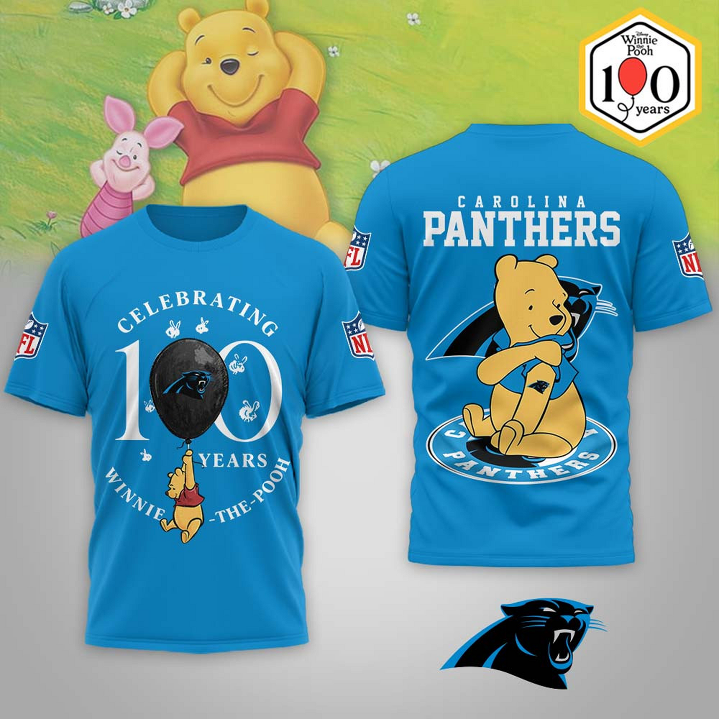 Premium NFL x CAR Winnie The Pooh 100th Anniversary 3D Shirt DATND TANTD