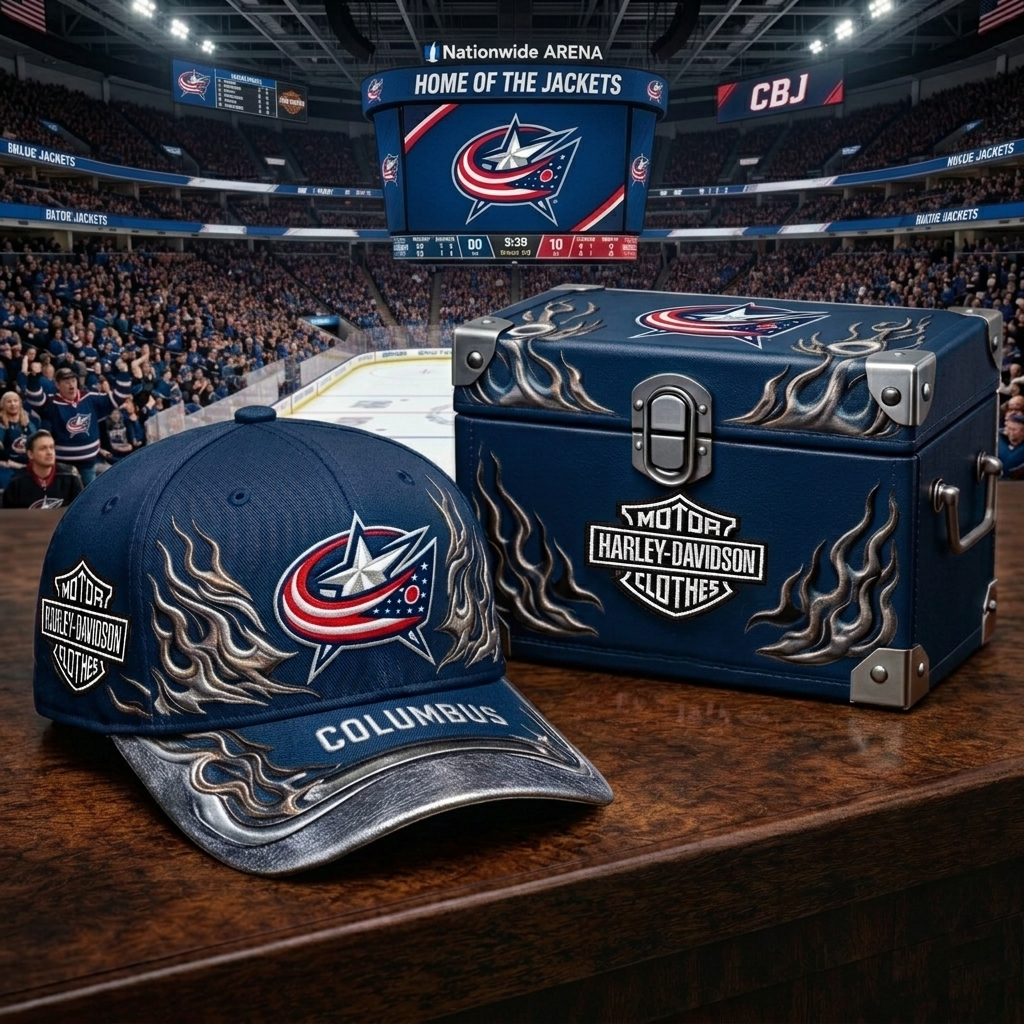 Premium NHL CBJ x Harley Davidson Cap V24 NMD CTKT