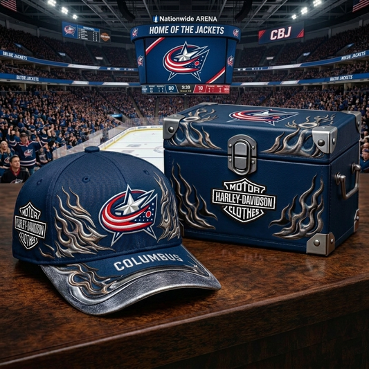 Premium NHL CBJ x Harley Davidson Cap V24 NMD CTKT