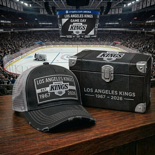 Premium NHL LAK Anniversary Heritage Distressed Trucker Cap V21 NMD CTKT