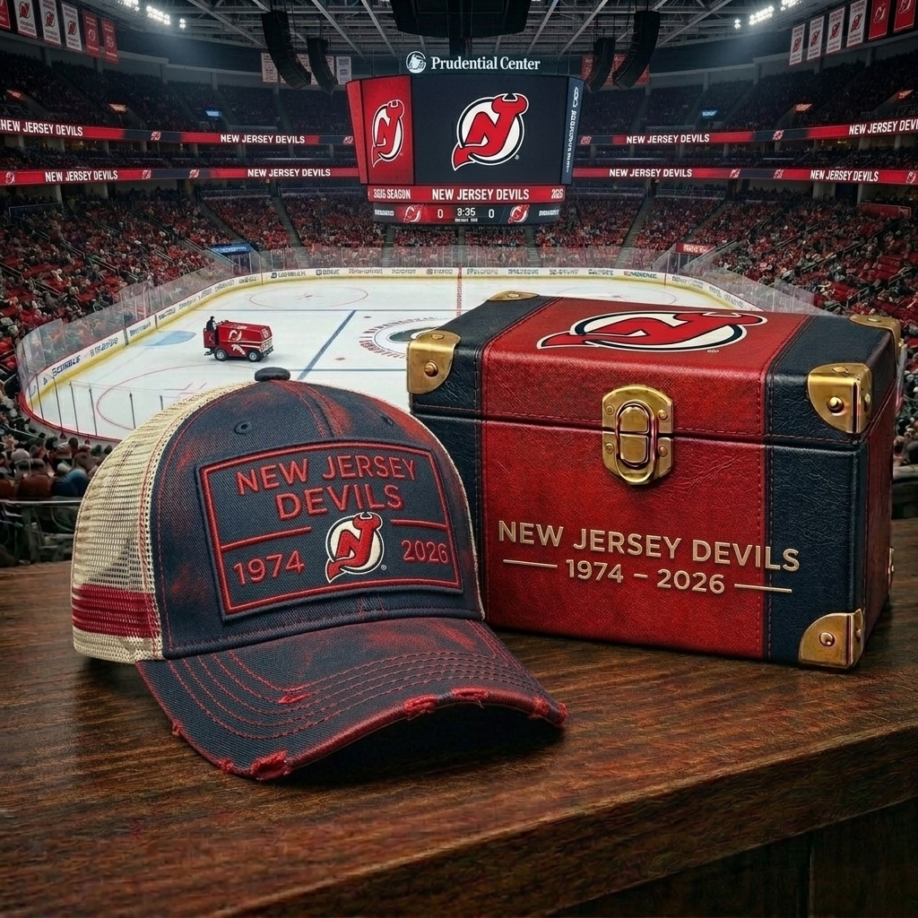 Premium NHL NJD Anniversary Heritage Distressed Trucker Cap V21 NMD CTKT