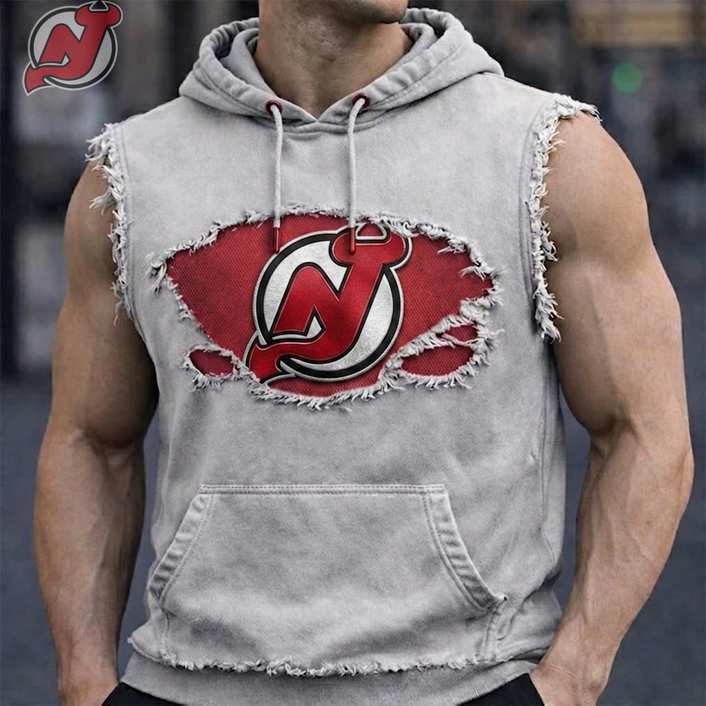Premium NHL NJD Distressed Hooded Tank V1 NMD CTKT