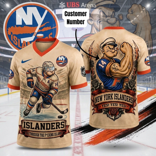 Premium NHL NYI Popeye Vintage Tattoo T-shirt V1 NMD CTKT