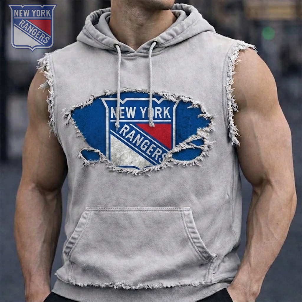 Premium NHL NYR Distressed Hooded Tank V1 NMD CTKT