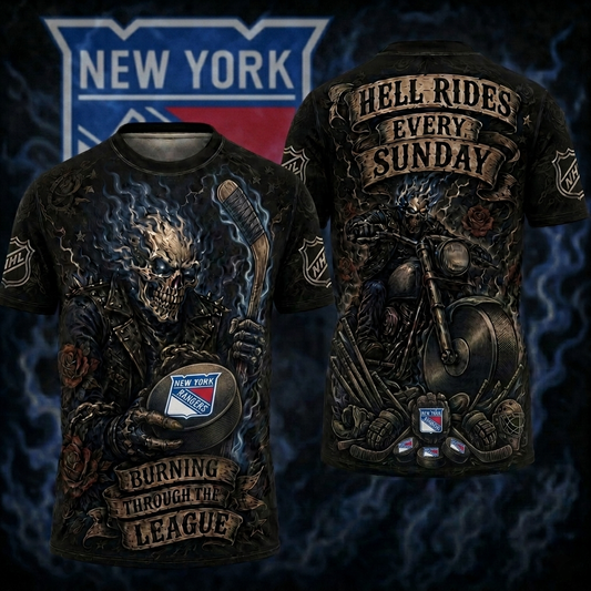 Premium NHL NYR Ghost Rider Tattoo T-shirt V3 NMD CTKT