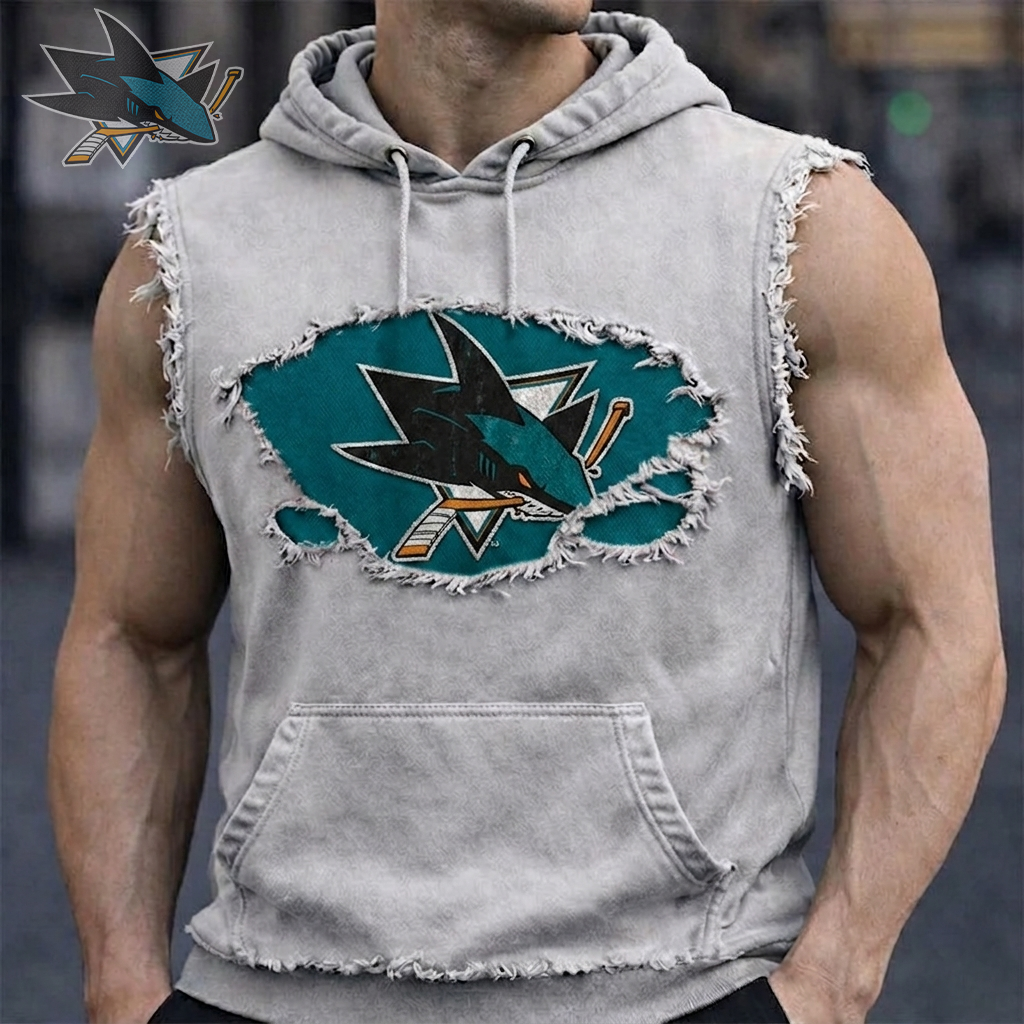 Premium NHL SJS Distressed Hooded Tank V1 NMD CTKT