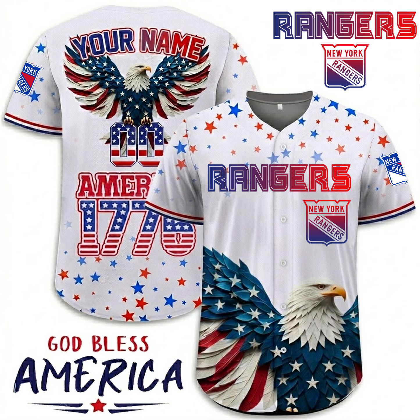 Premium NYR x NHL Independence Day Celebration 3D Baseball Jersey DATND TANTD 260326