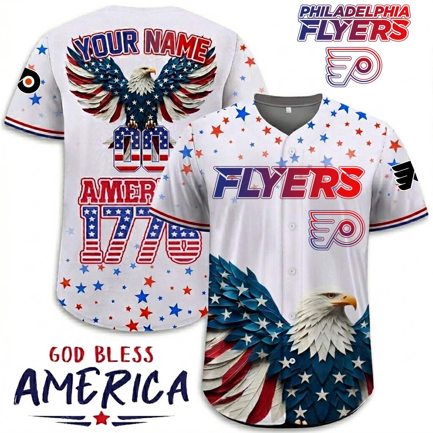 Premium PHI x NHL Independence Day Celebration 3D Baseball Jersey DATND TANTD 260326