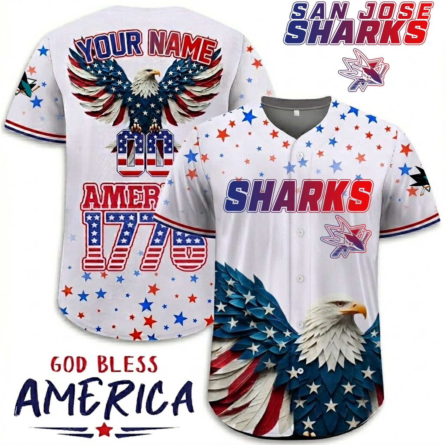Premium SJS x NHL Independence Day Celebration 3D Baseball Jersey DATND TANTD 260326