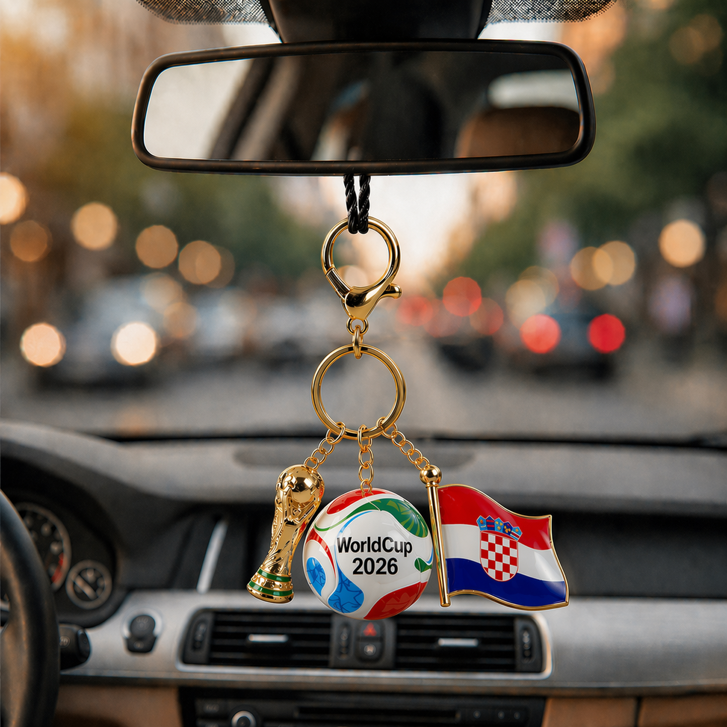 Premium WC x Croatia Custom Trophy Ball Flag Car Charm DATND TANTD 220426
