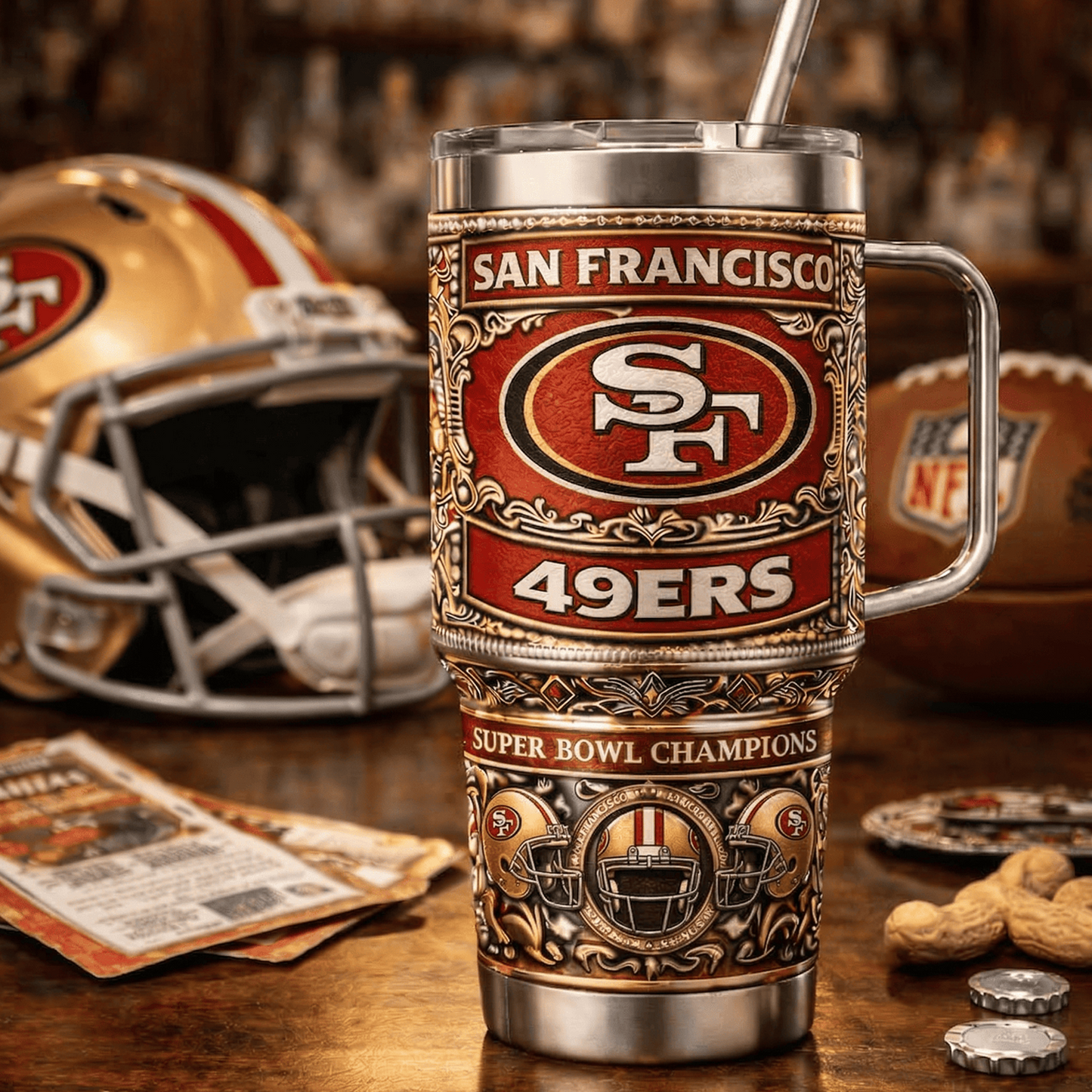 SF x NFL 40oz Insulated Tumbler With Handle – Premium Fan Edition 0605 DatND DVT