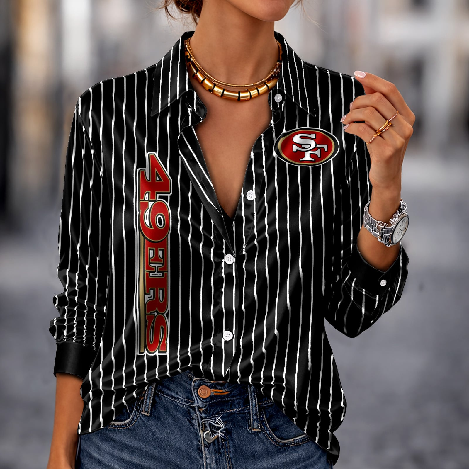 SF x NFL Premium Stripe Shirt DATND TANTD 010426 Black