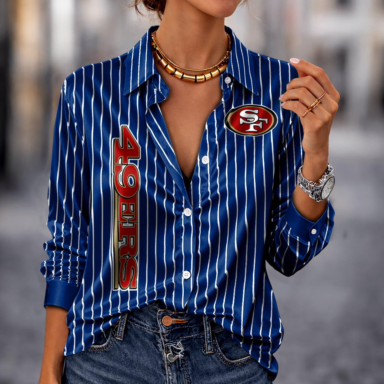 SF x NFL Premium Stripe Shirt DATND TANTD 010426 Blue