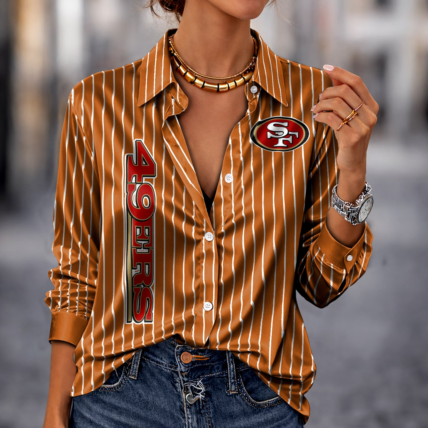 SF x NFL Premium Stripe Shirt DATND TANTD 010426 Orange