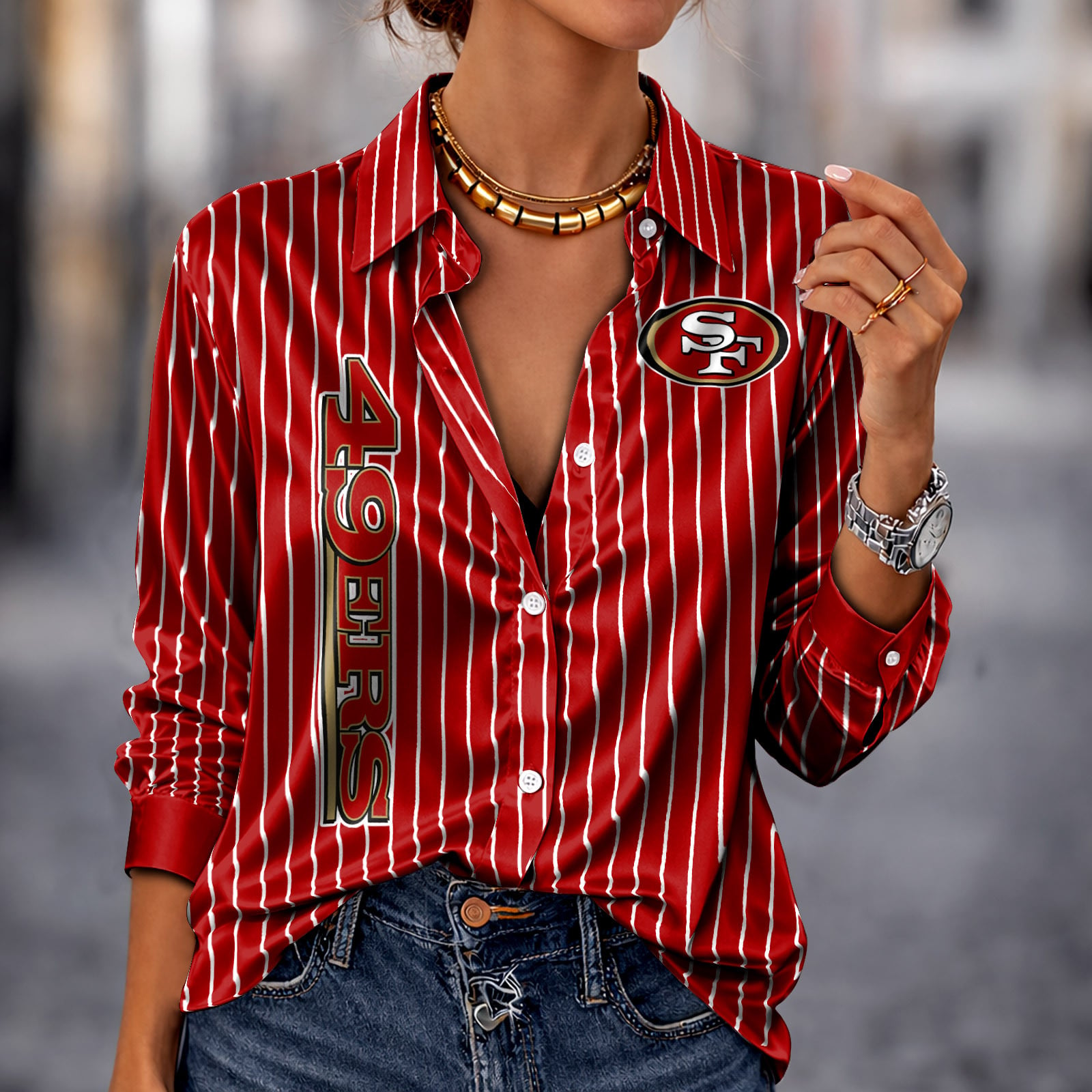 SF x NFL Premium Stripe Shirt DATND TANTD 010426 Red