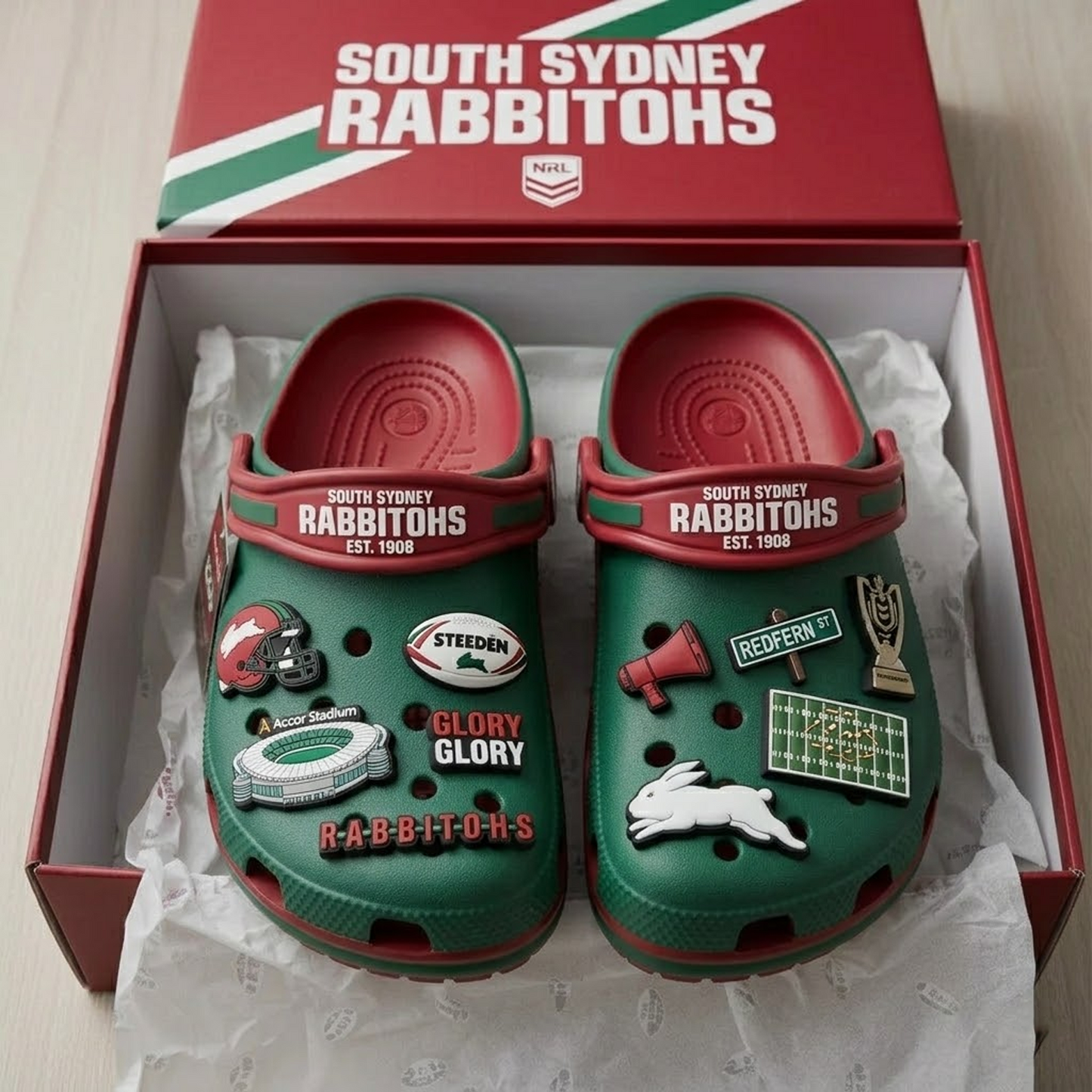 SOU x NRL Premium Crocs Clogs Shoes DATND TANTD 030426