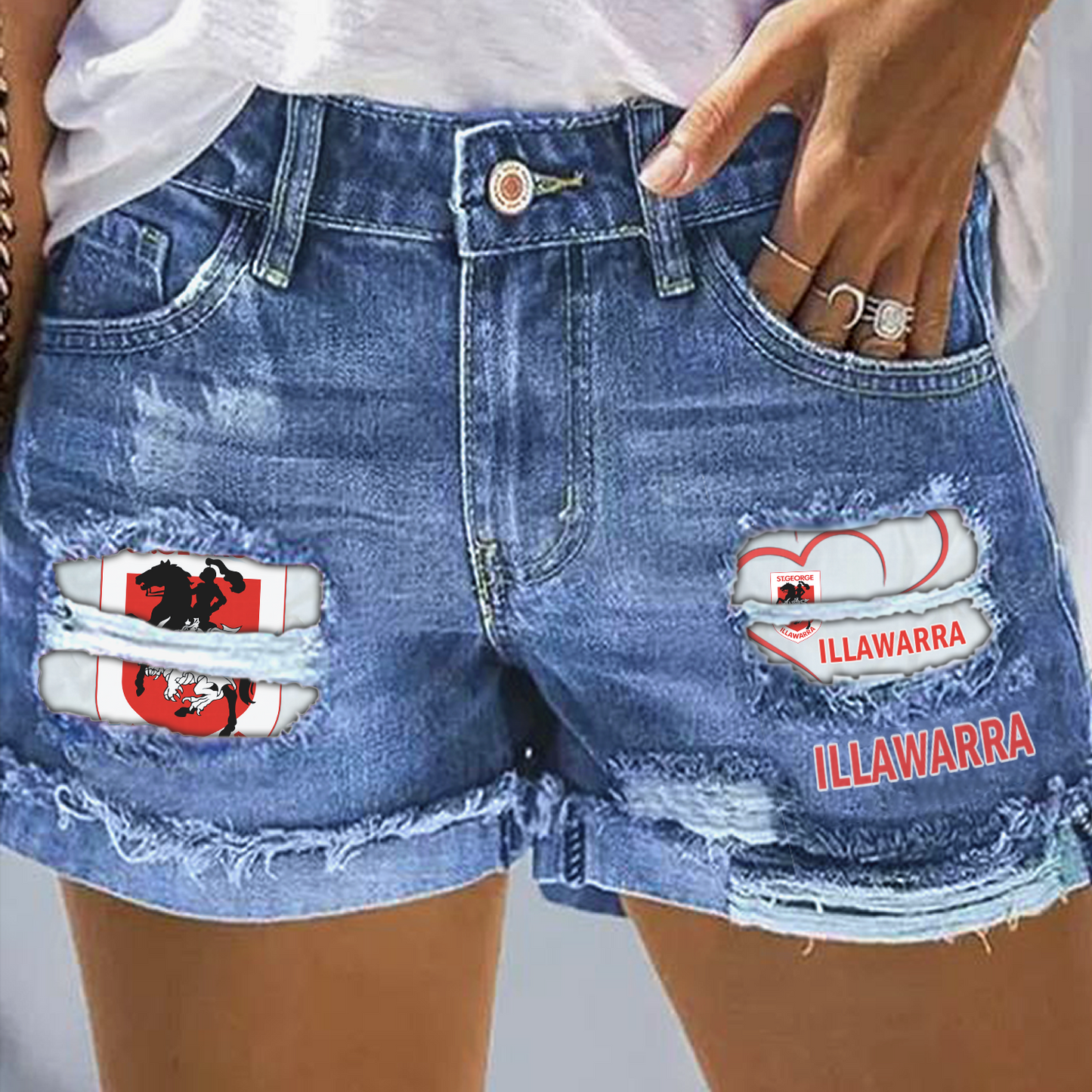 STG x NRL Rip Print Fashion Denim Shorts 0904 DatND DVT