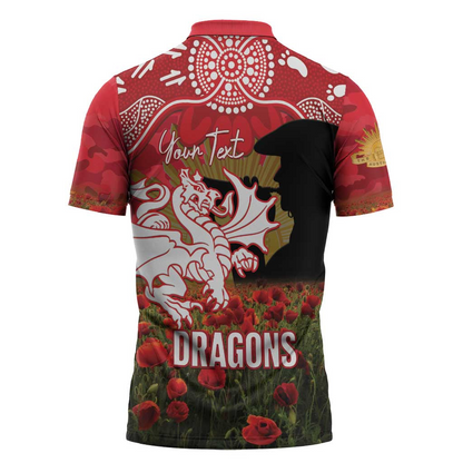STG x NRL Rugby ANZAC Day Zipper Polo Shirt Last Post Poppy We Will Remember Them LT14 DatND DVT