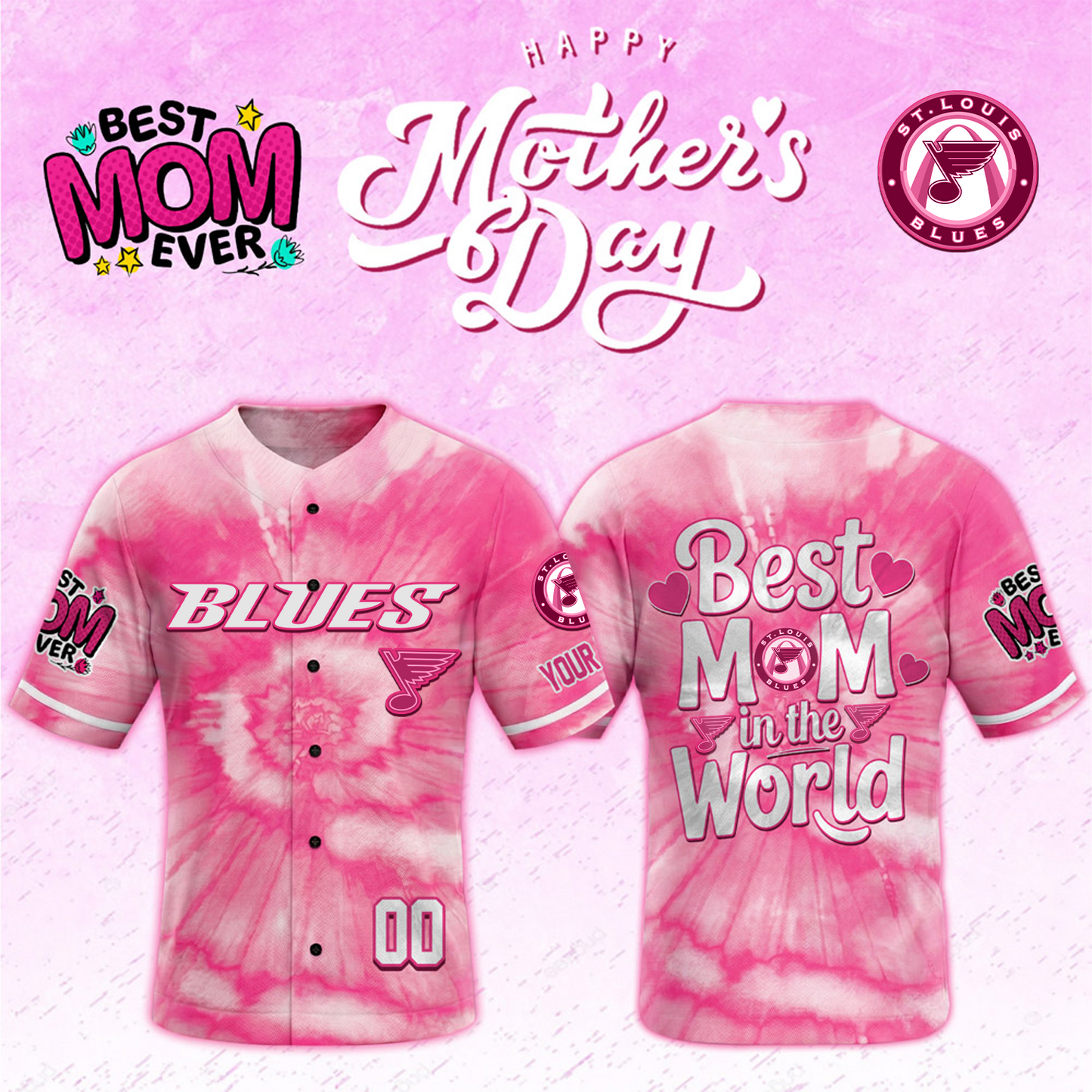 STL x NHL Happy Mother's Day Pink Tie Dye Special DATND TANTD 240426