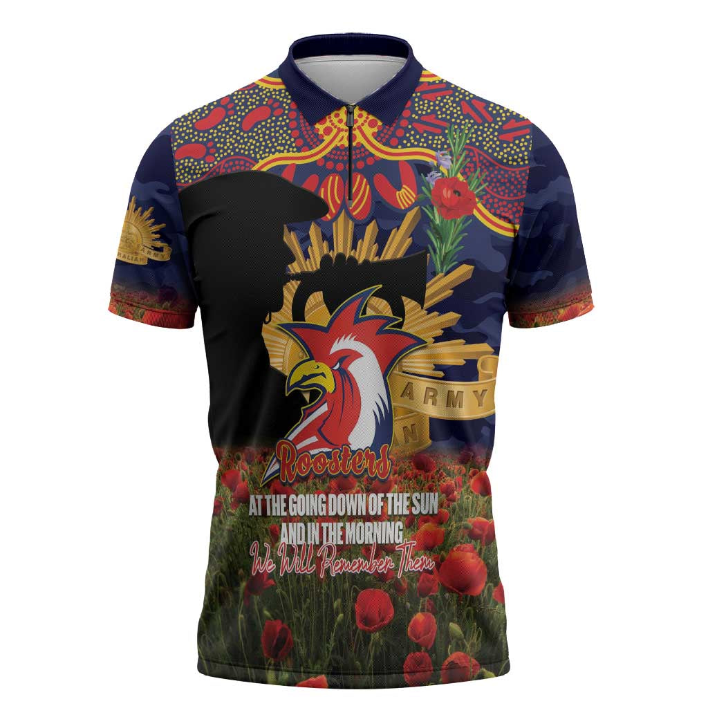 SYD x NRL Rugby ANZAC Day Zipper Polo Shirt Last Post Poppy We Will Remember Them LT14 DatND DVT