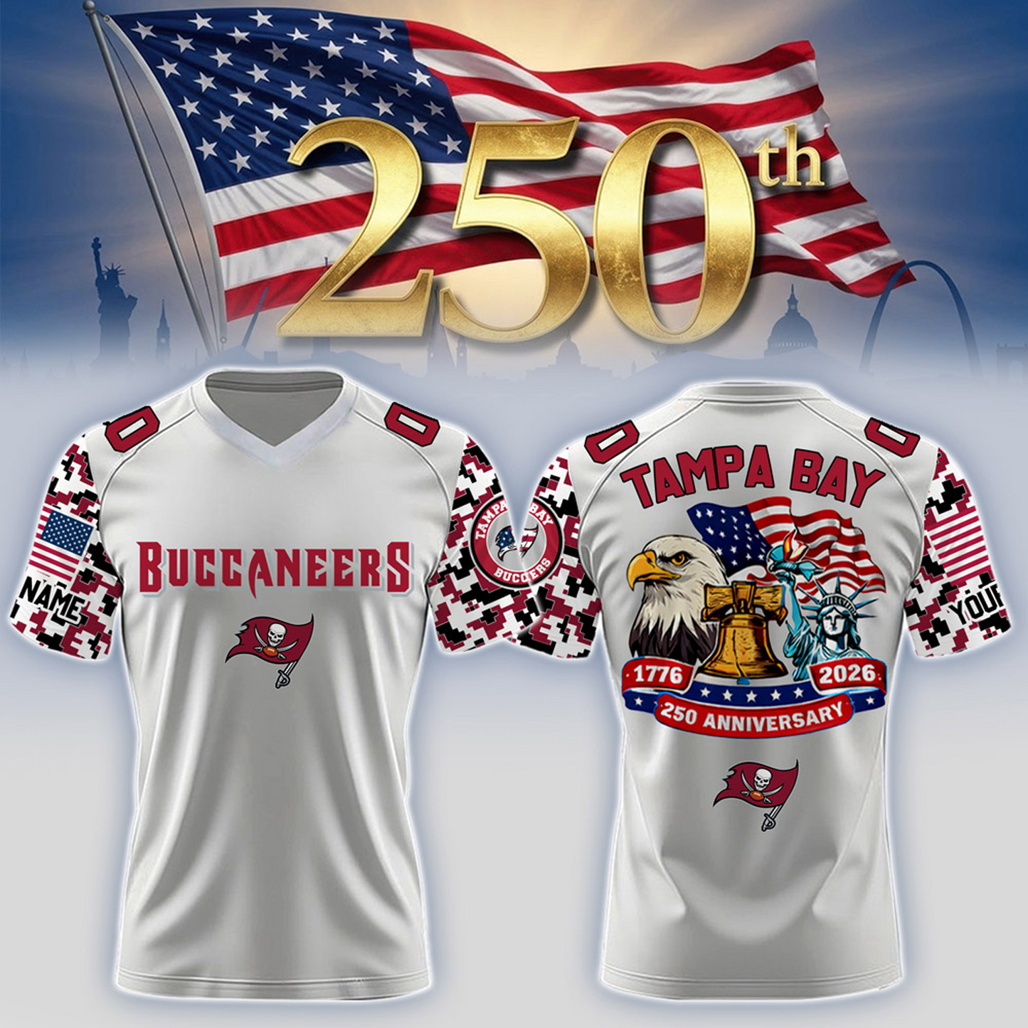 TB x 250th Years USA Anniversary-V-neck Short Sleeve Jersey DATND TANTD