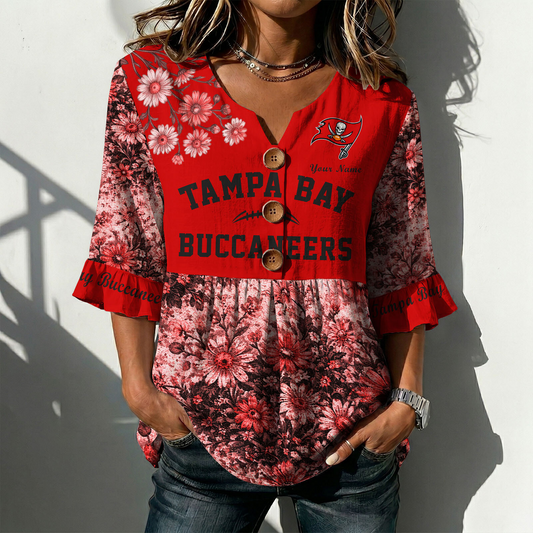TB x NFL Floral V-neck Babydoll Shirt DATND TANTD 210426