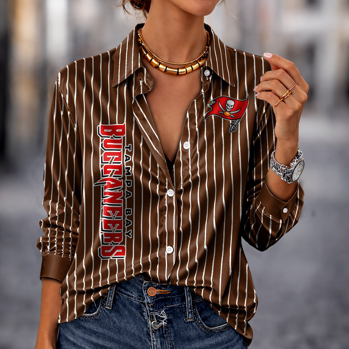 TB x NFL Premium Stripe Shirt DATND TANTD 010426 Brown