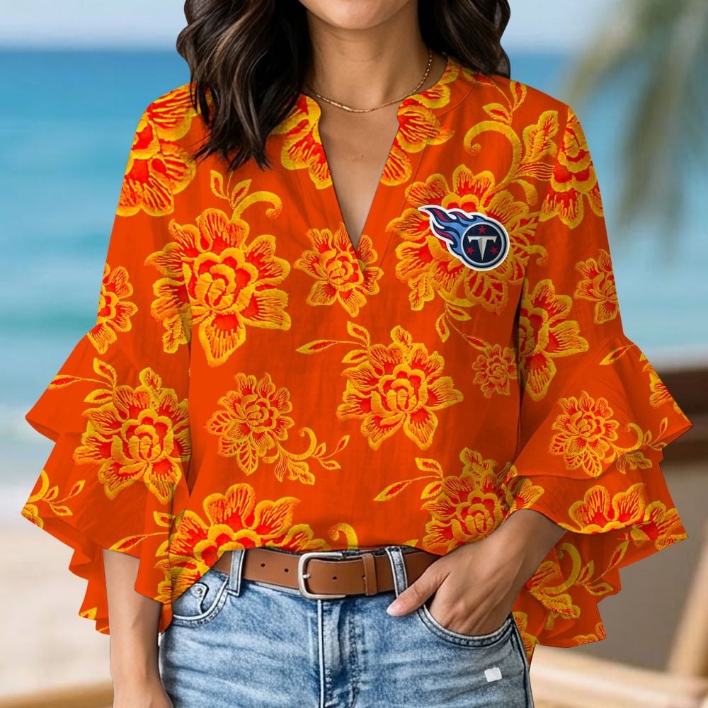 TEN x NFL 3D V-Neck Lotus Trim Women's TShirt 2004 DatND DVT
