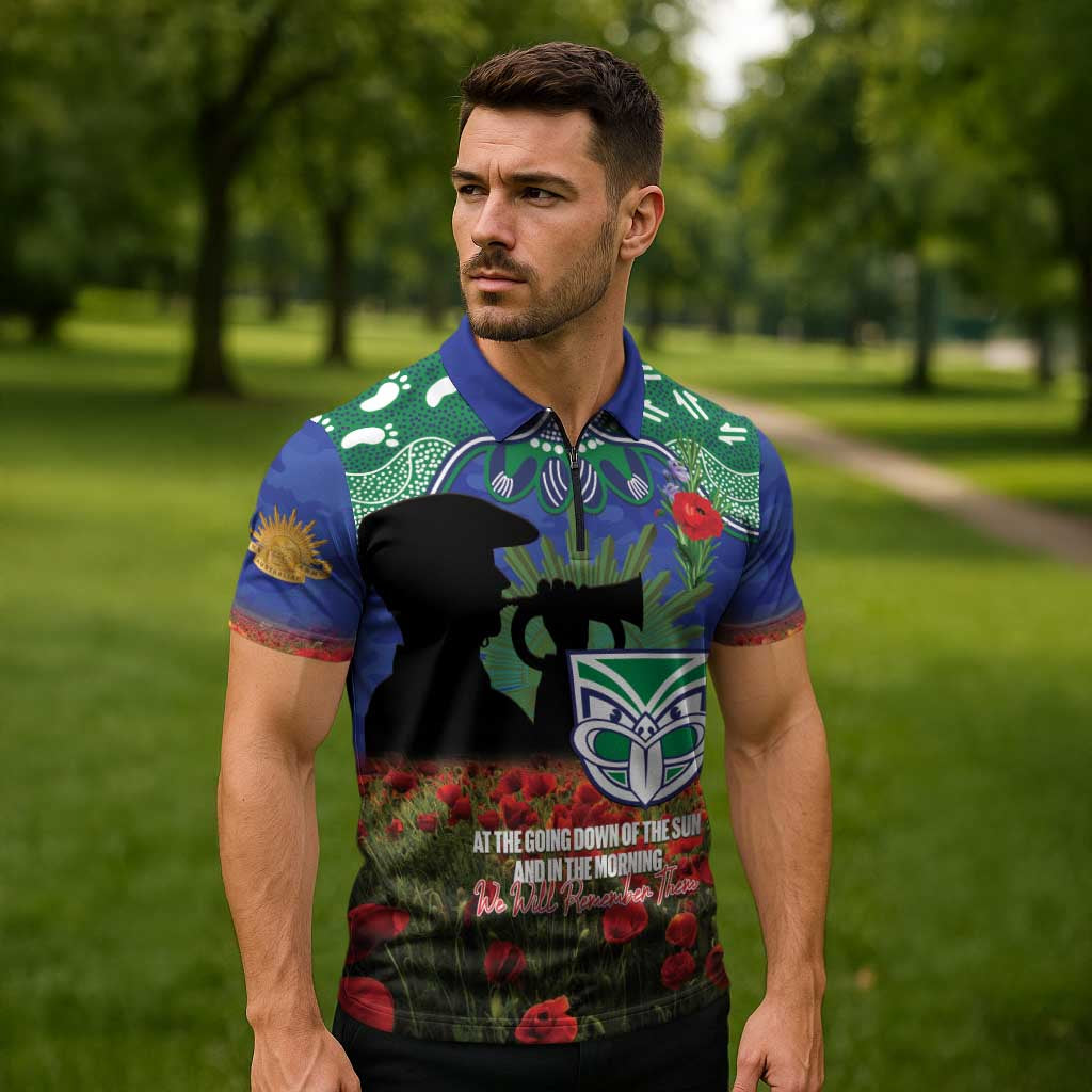 WAR x NRL Rugby ANZAC Day Zipper Polo Shirt Last Post Poppy We Will Remember Them LT14 DatND DVT