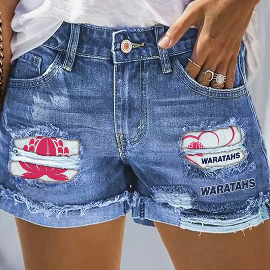 WAR x SPR Rip Print Fashion Denim Shorts 0904 DatND DVT