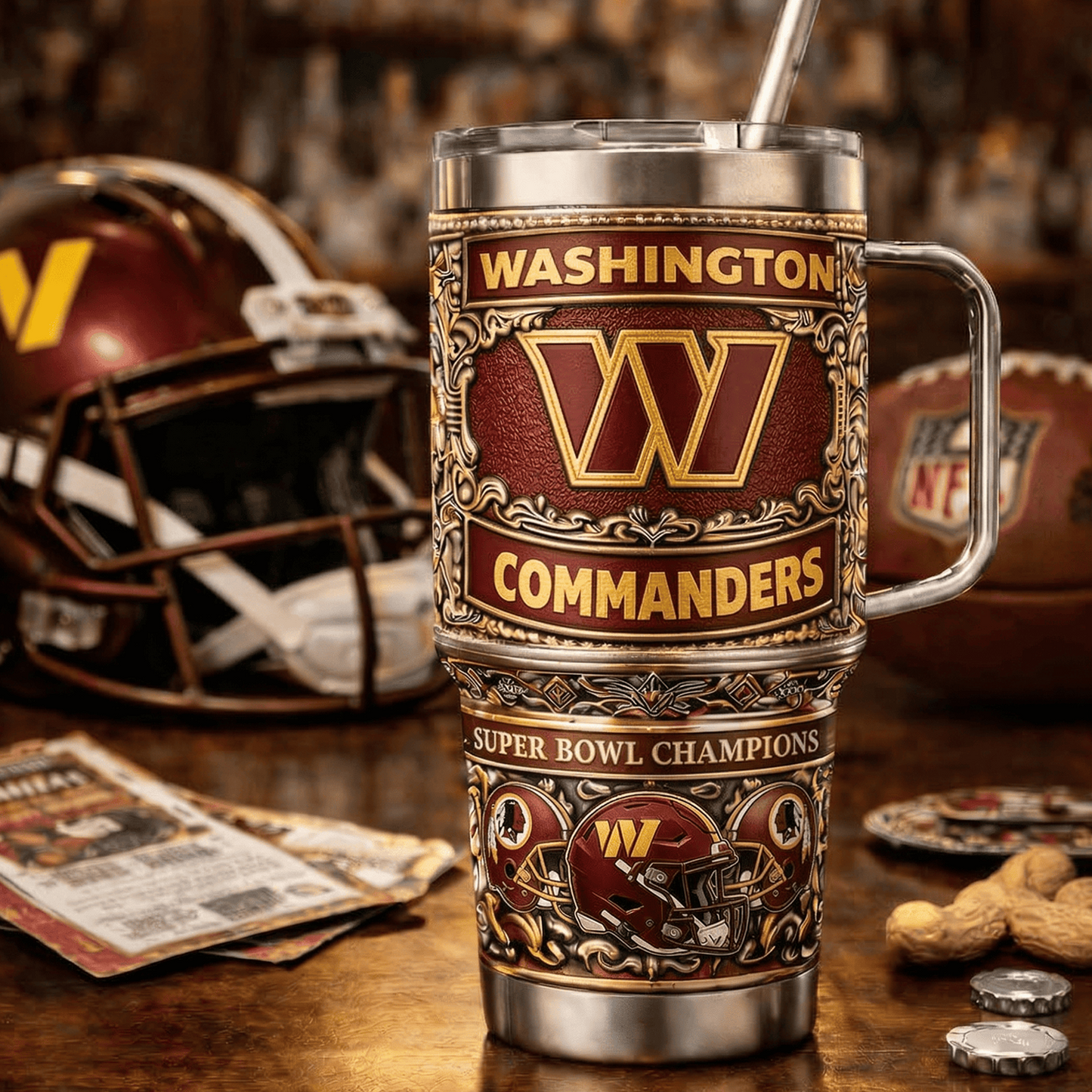 WAS x NFL 40oz Insulated Tumbler With Handle – Premium Fan Edition 0605 DatND DVT