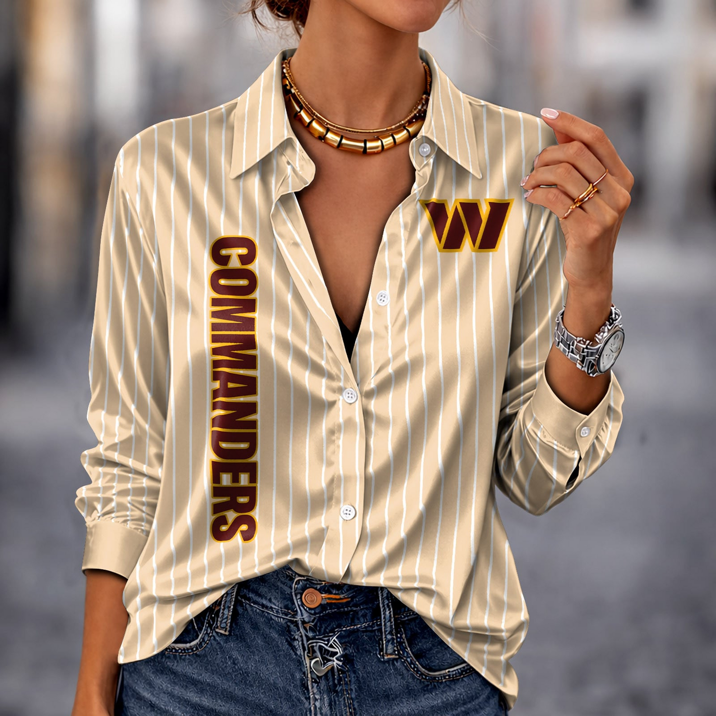 WAS x NFL Premium Stripe Shirt DATND TANTD 010426 Beige