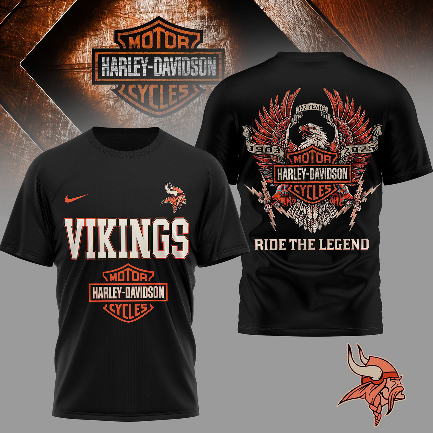 MIN Premium NFL 122 Year Harley Davidson 3D Shirt 2603 DatND DVT