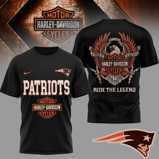 NE Premium NFL 122 Year Harley Davidson 3D Shirt 2603 DatND DVT