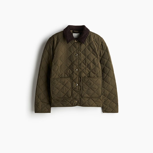 Olive Green Diamond Quilted Jacket