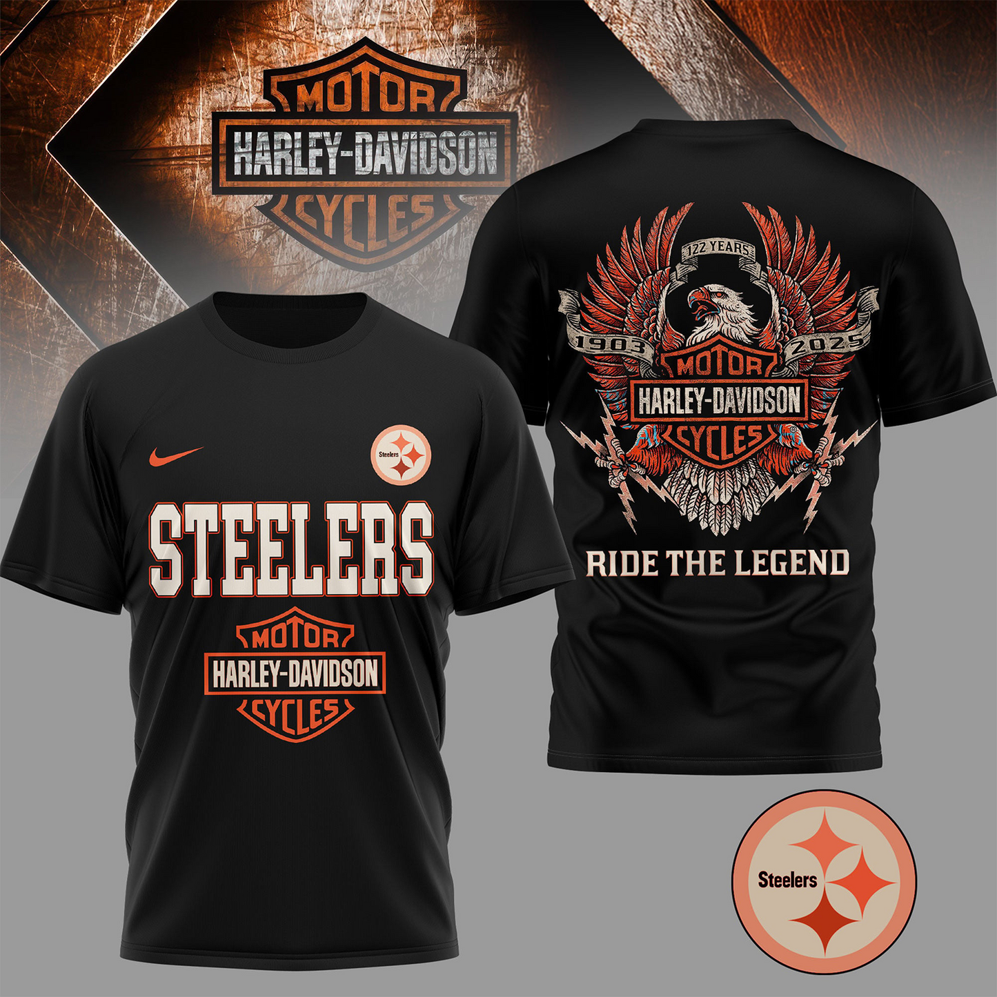 PIT Premium NFL 122 Year Harley Davidson 3D Shirt 2603 DatND DVT