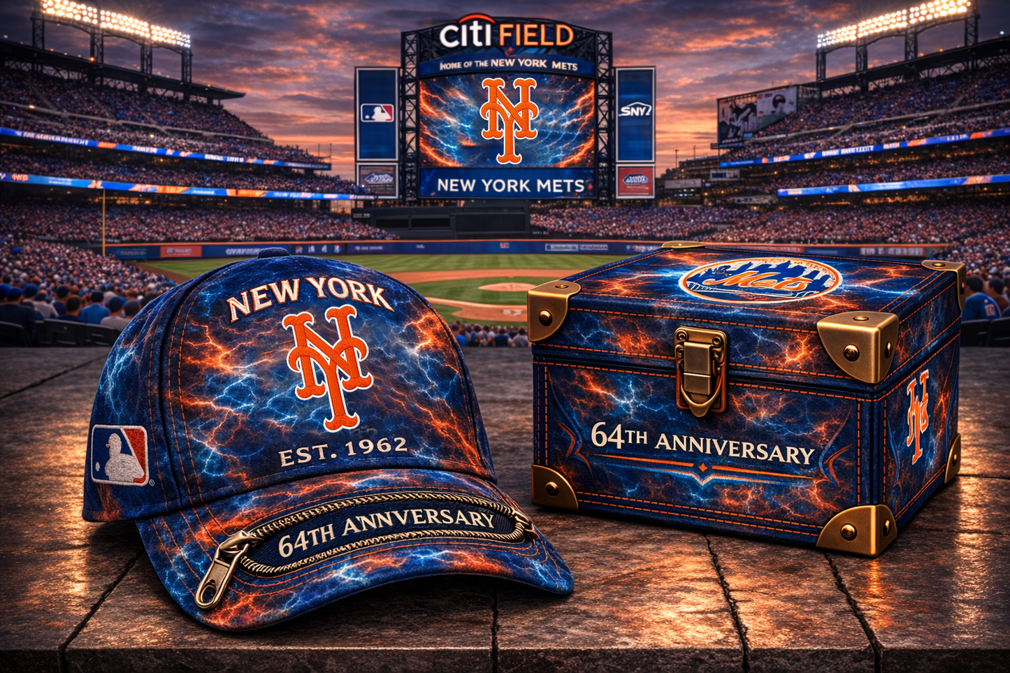 Premium MLB NYM Anniversary Tie-Dye Heritage Zipper Cap V9 NMD CTKT