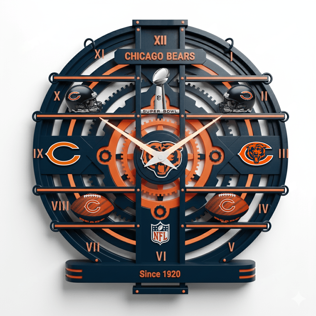 Premium NFL CHI Arcylic Wall Clock V1 NMD TTV