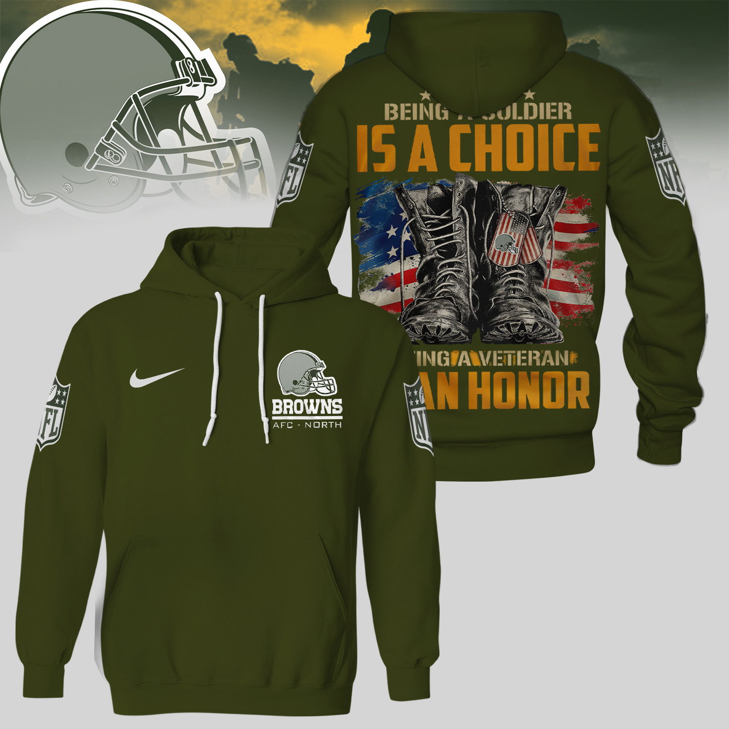 Premium NFL CLE Army Veteran Shirt V1 NMD 221025 TTV