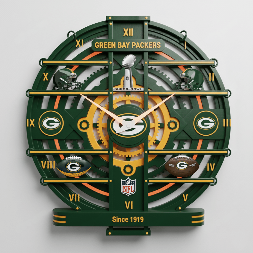 Premium NFL GB Arcylic Wall Clock V1 NMD TTV