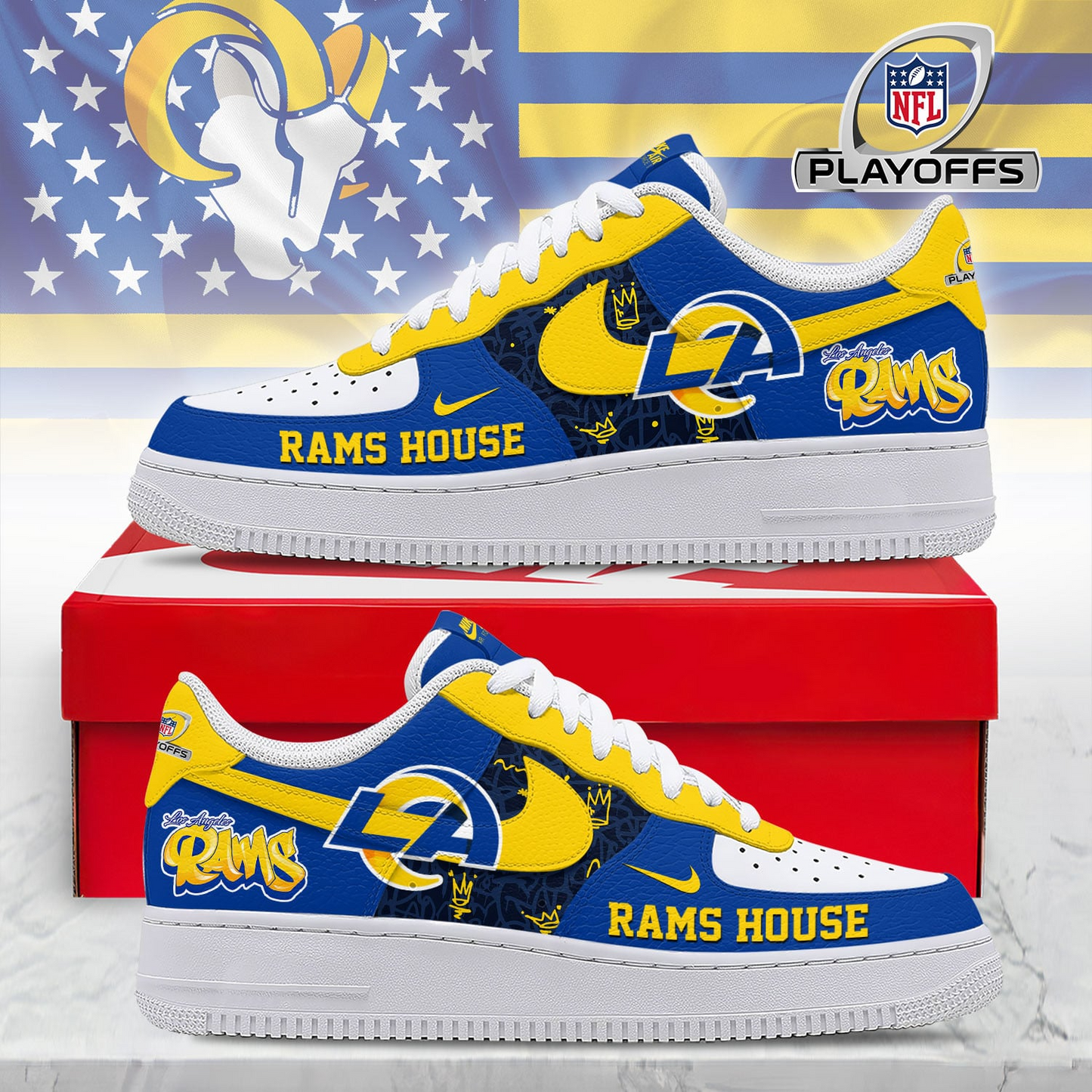 Premium NFL LAR Playoffs 2025-26 AF1 Sneaker V1 NMD TTV