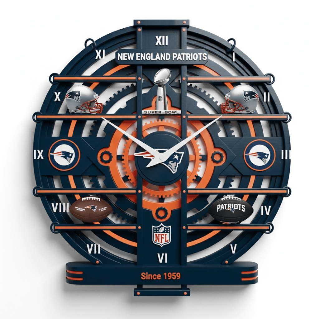 Premium NFL NE Arcylic Wall Clock V1 NMD TTV